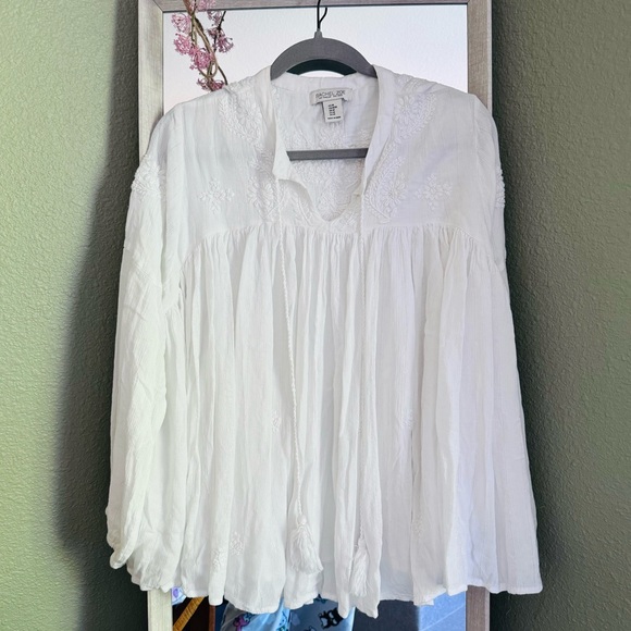Rachel Zoe embroidered white Boho top - Picture 3 of 14